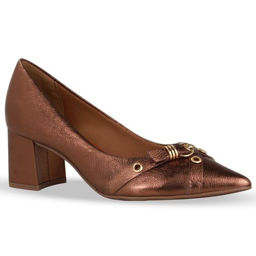 Sapato Scarpin Couro Metalizado Roma Bronze