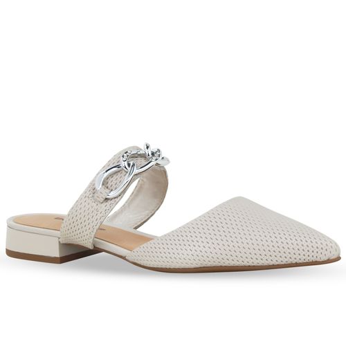 Sapato Mule Couro Veneza Off White