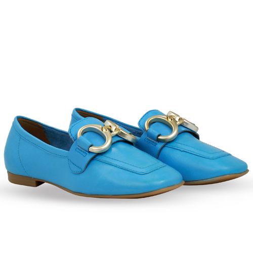 Sapato Couro Summer Burnish Azul Safira