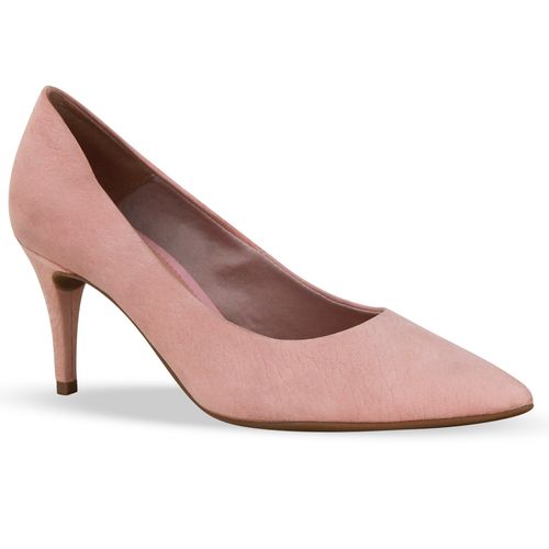 Sapato Scarpin Couro Nobuck Rosa Pastel