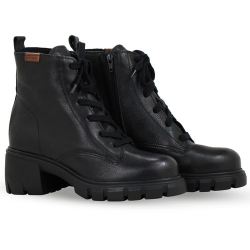 Bota Coturno Couro Burnish Preto