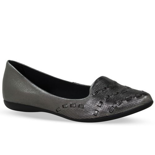 Sapatilha Couro Metalizado Roma Pewter