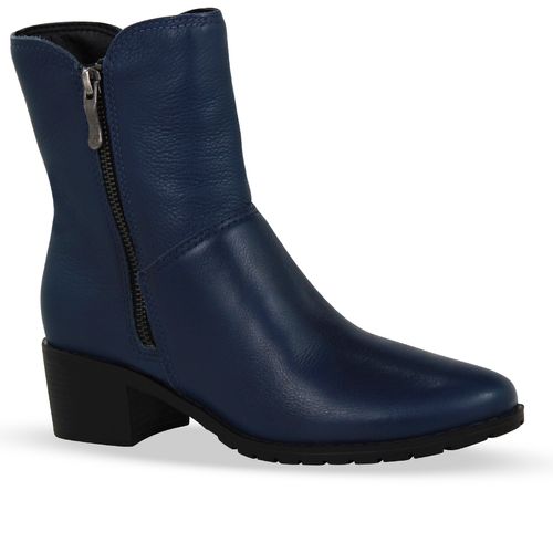 Bota Cano Baixo Couro Burnish Marinho