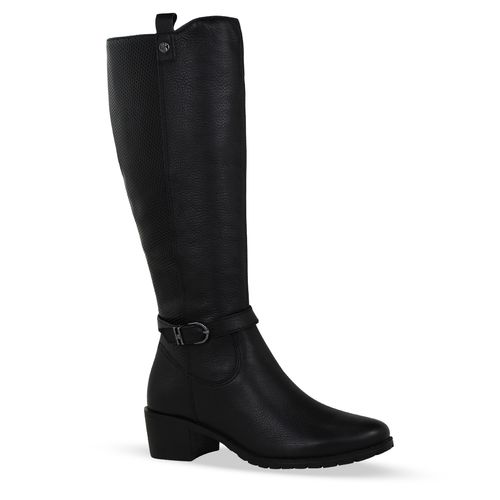 Bota Cano Longo Couro Burnish Preto