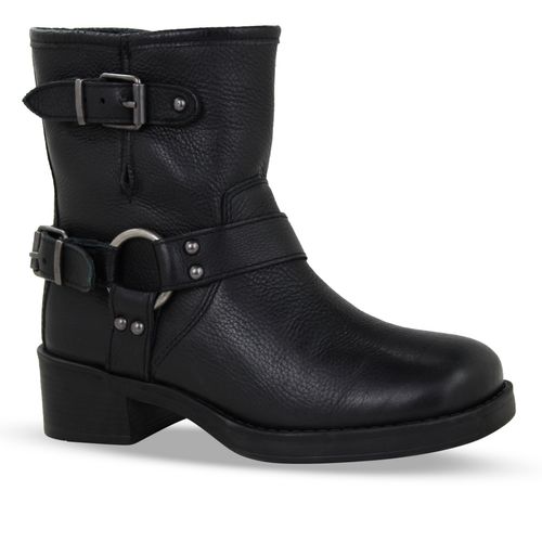 Bota Biker Cano Baixo Couro Burnish Preto