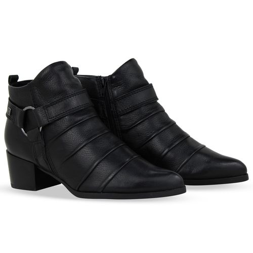 Bota Cano Baixo Couro Burnish Preto