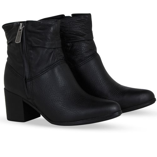 Bota Cano Baixo Couro Burnish Preto