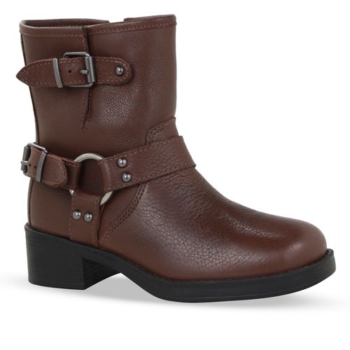 Bota Biker Cano Baixo Couro Burnish Wood