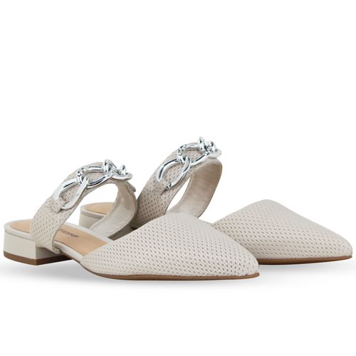 Sapato Mule Couro Veneza Off White