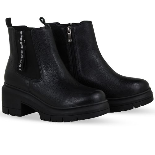 Bota Coturno Couro Burnish Preto