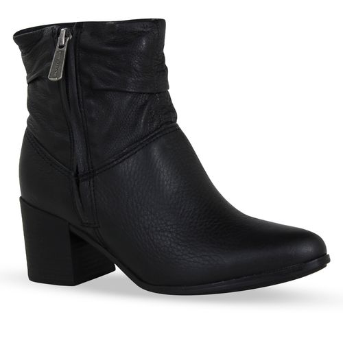 Bota Cano Baixo Couro Burnish Preto