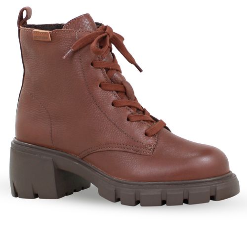 Bota Coturno Couro Burnish Wood