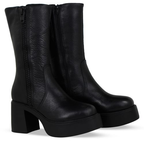 Bota Hampton Cano Médio Couro Burnish Preto