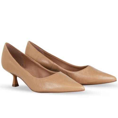 Sapato Scarpin Couro Atenas Bege