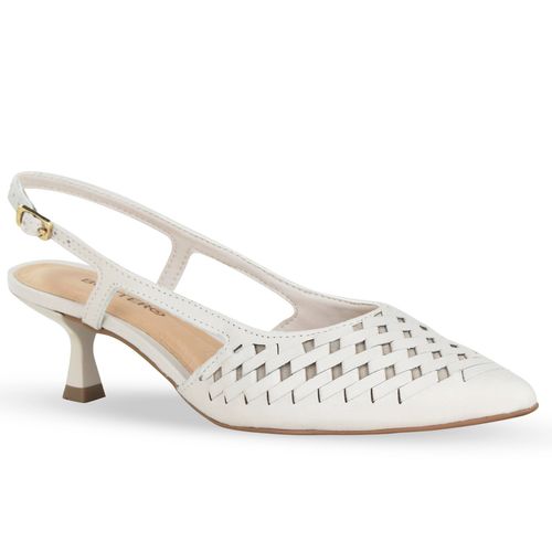 Sapato Scarpin Couro Atanado Napoli Off White