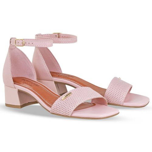 Sandália Couro Burnish Quartz Rosa