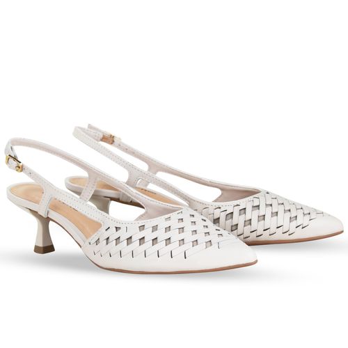 Sapato Scarpin Couro Atanado Napoli Off White