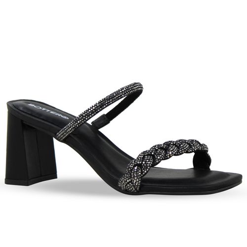 Tamanco Strass Hematite Preto