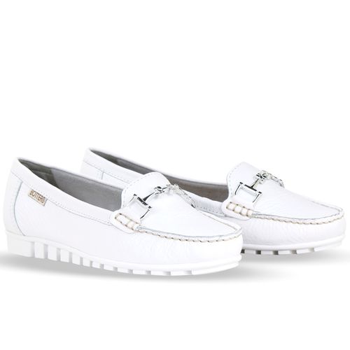 Sapato Mocassim Couro Burnish Branco