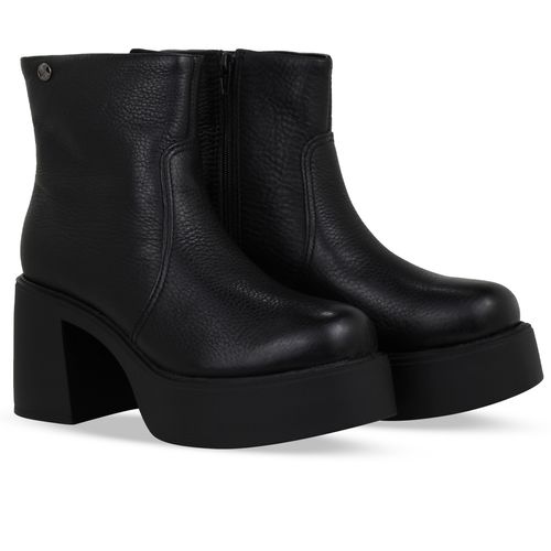 Bota Cano Baixo Couro Burnish Preto