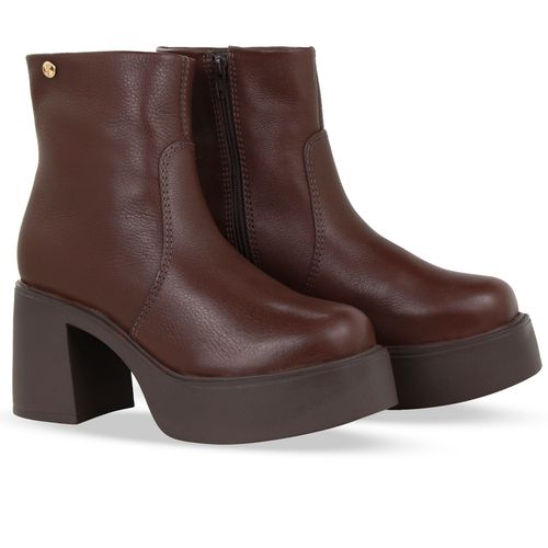 Bota Cano Baixo Couro Burnish Wood