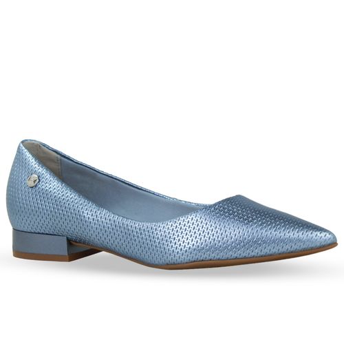 Sapato Couro Veneza Metal Azul
