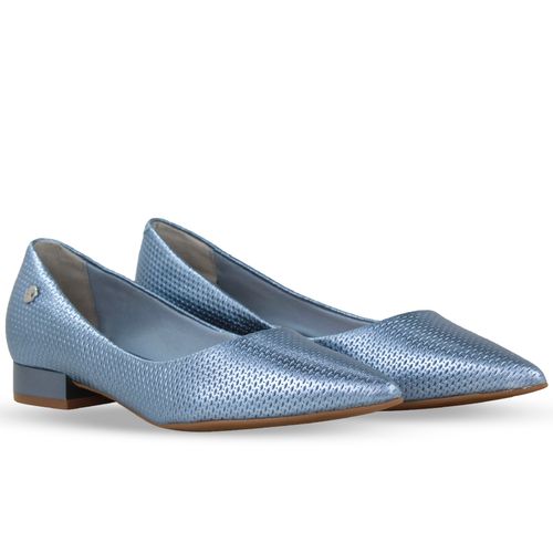 Sapato Couro Veneza Metal Azul