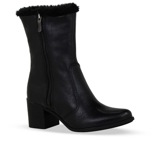 Bota Cano Baixo Couro Burnish Preto