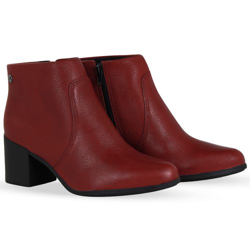 Bota Cano Baixo Couro Burnish Burgundy