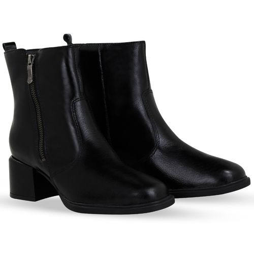 Bota Cano Baixo Couro Atenas Preto
