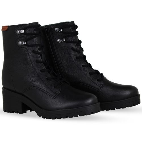 Bota Coturno Couro Burnish Preto
