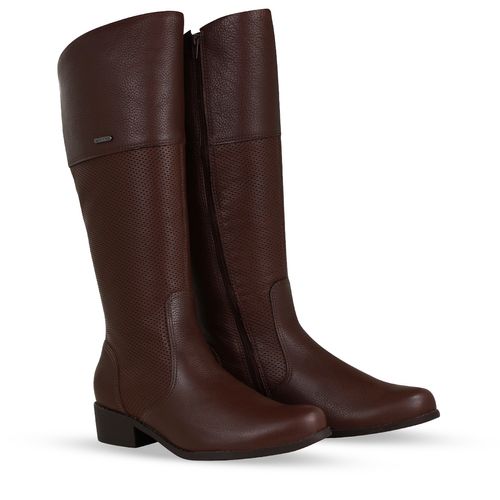 Bota Cano Longo Couro Burnish Wood