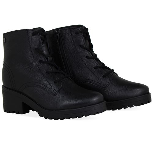 Bota Coturno Couro Burnish Preto