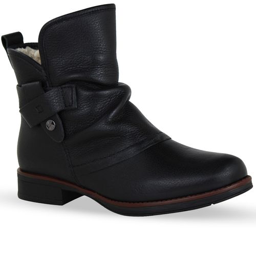 Bota Cano Baixo Couro Burnish Preto