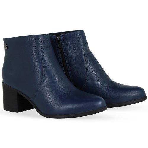 Bota Cano Baixo Couro Burnish Marinho