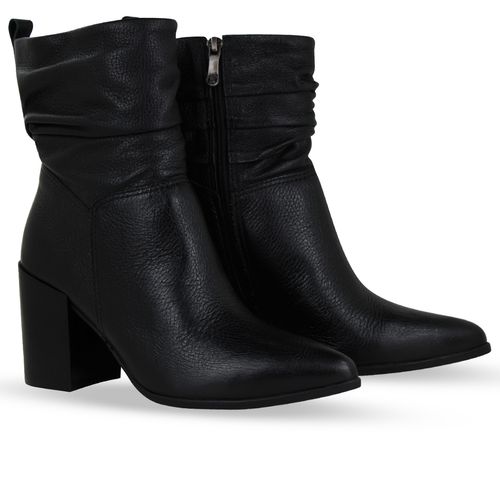 Bota Cano Baixo Couro Burnish Preto