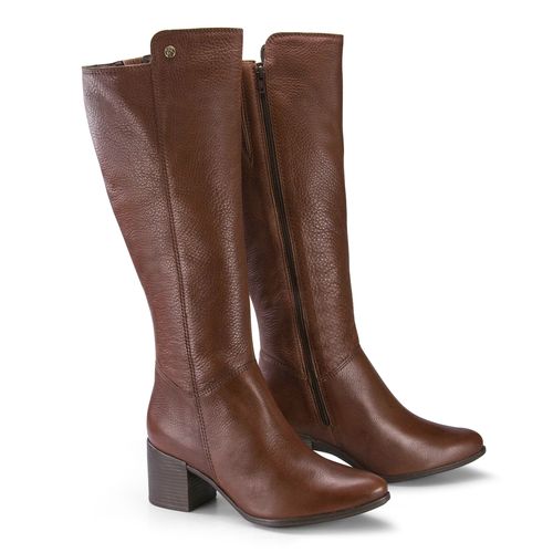 Bota Cano Longo Couro Burnish Wood