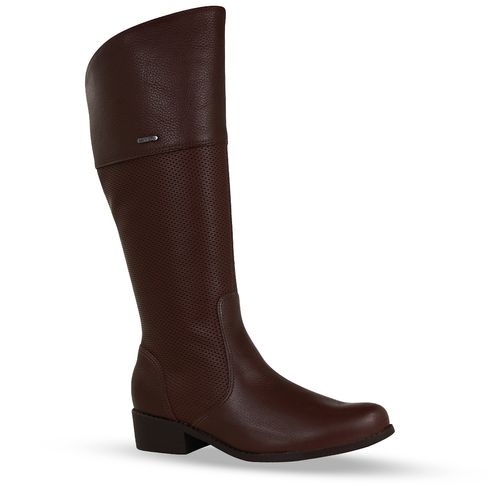 Bota Cano Longo Couro Burnish Wood