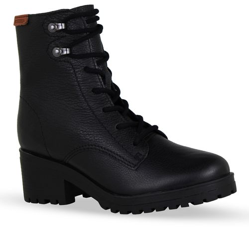 Bota Coturno Couro Burnish Preto