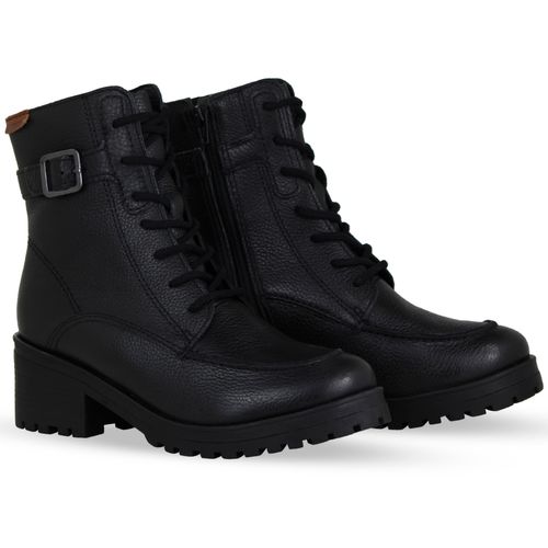 Bota Coturno Couro Burnish Preto