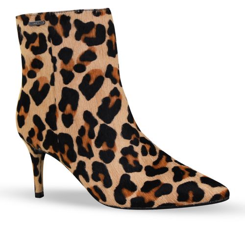 Bota Cano Baixo Couro Poney Leopardo