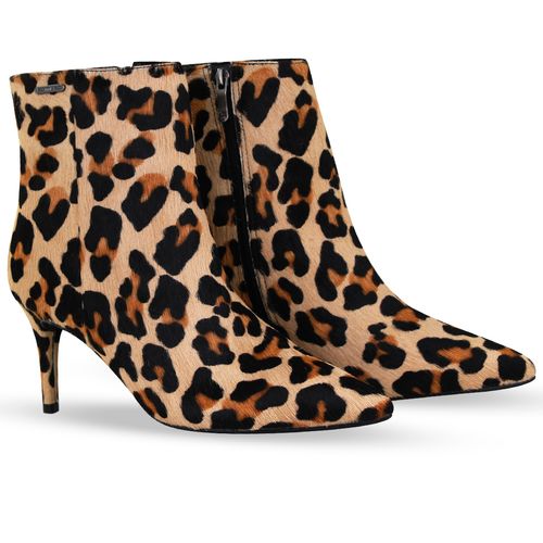 Bota Cano Baixo Couro Poney Leopardo
