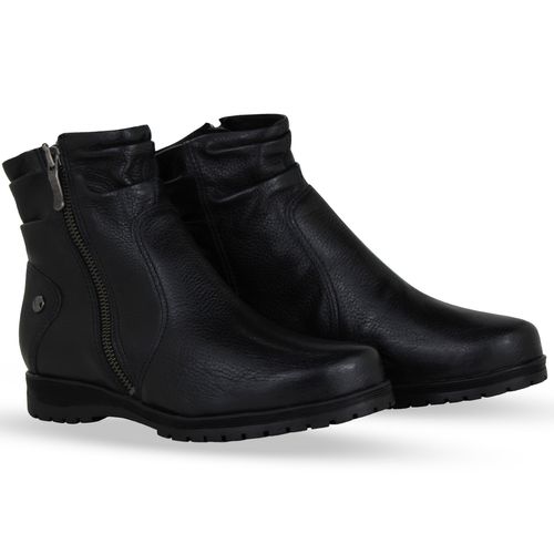 Bota Cano Baixo Couro Burnish Preto