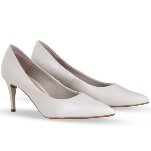 Sapato Scarpin Couro Atenas Off White