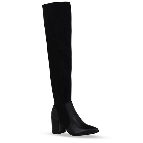 Bota Cano Longo Couro Burnish Preto