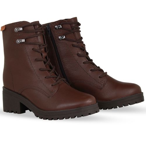 Bota Coturno Couro Burnish Wood
