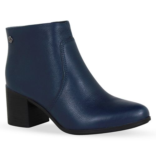 Bota Cano Baixo Couro Burnish Marinho