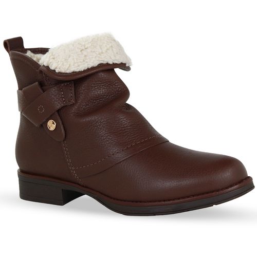 Bota Cano Baixo Couro Burnish Wood