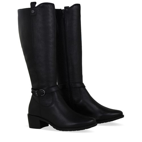 Bota Cano Longo Couro Burnish Preto