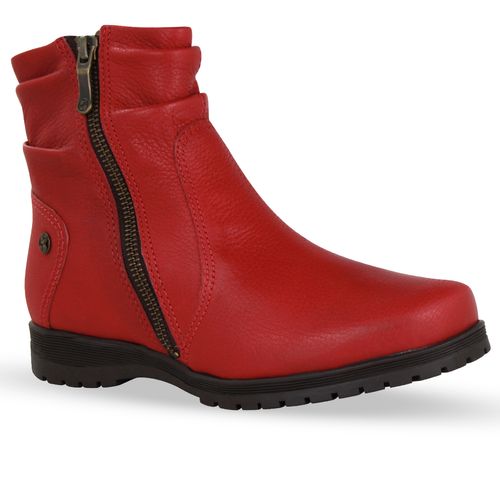 Bota Cano Baixo Couro Burnish Rouge